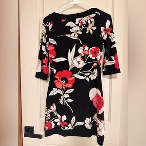 White House Black Market Red and White Sheath Dress 3/4 Sleeve